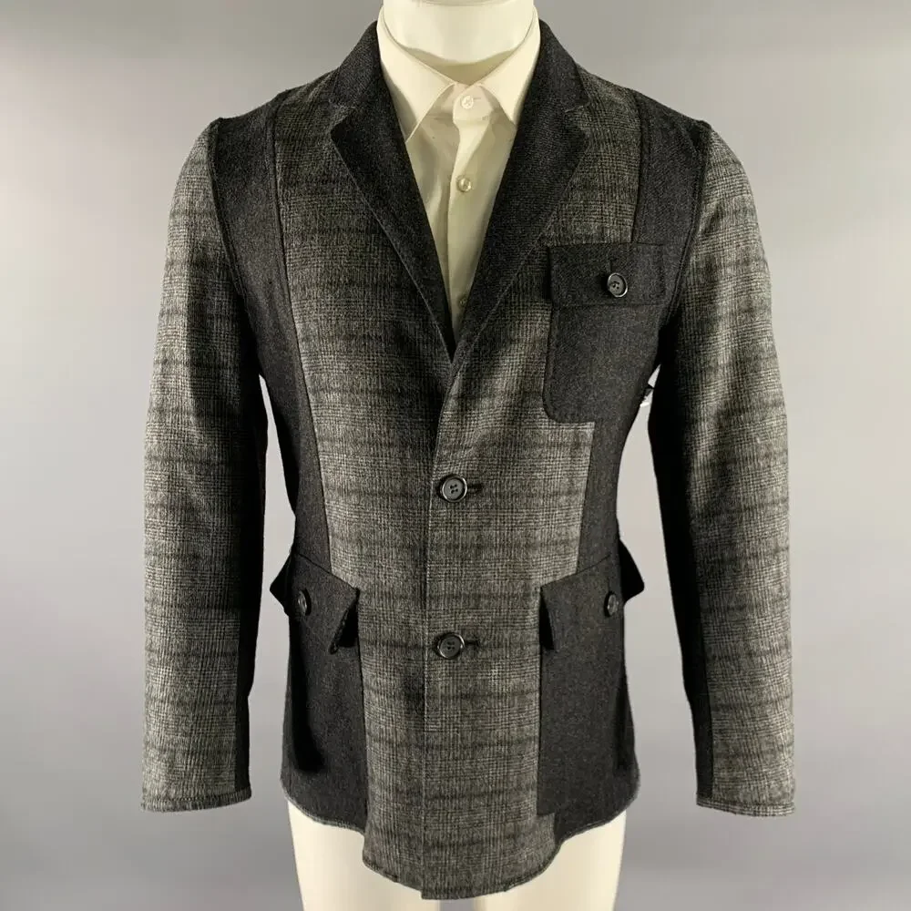 ABITO SARTORIALE Size L Grey Plaid Colorblock Wool Sport Coat